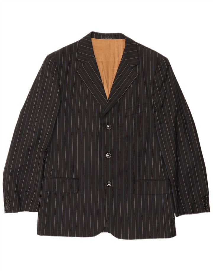 Peter & Sons Chaqueta tipo blazer de 3 botones para hombre IT 54 2XL Lana a rayas negras