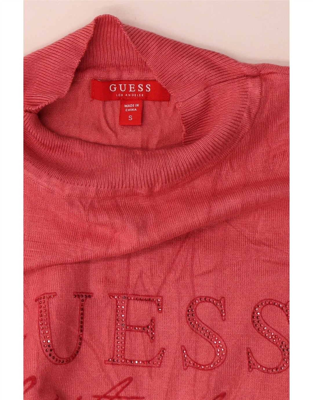 Guess Suéter con cuello de tortuga gráfico para mujer UK 10 Small Pink