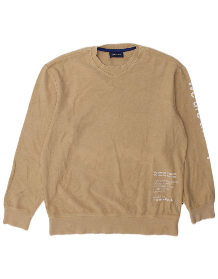 Gas Hombre Sudadera Estampada Jersey De Algodón Beige Medio