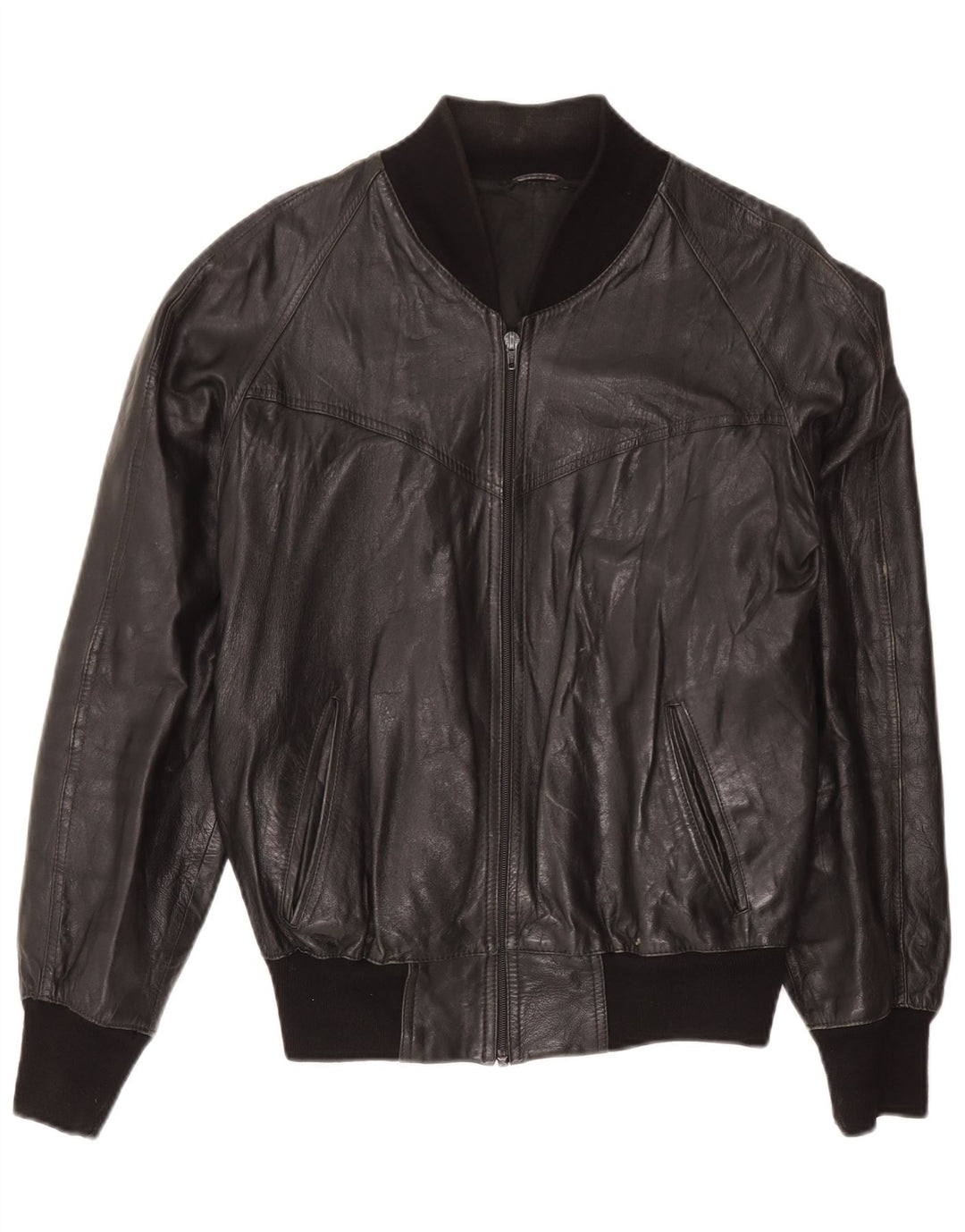 Vintage hombres chaqueta de cuero Reino Unido 40 grande negro