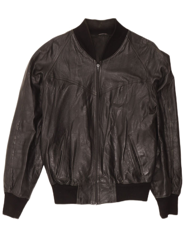Vintage hombres chaqueta de cuero Reino Unido 40 grande negro