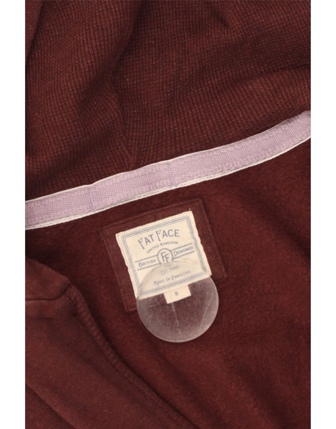 FAT FACE Suéter con capucha y cremallera para mujer UK 10 Small Maroon
