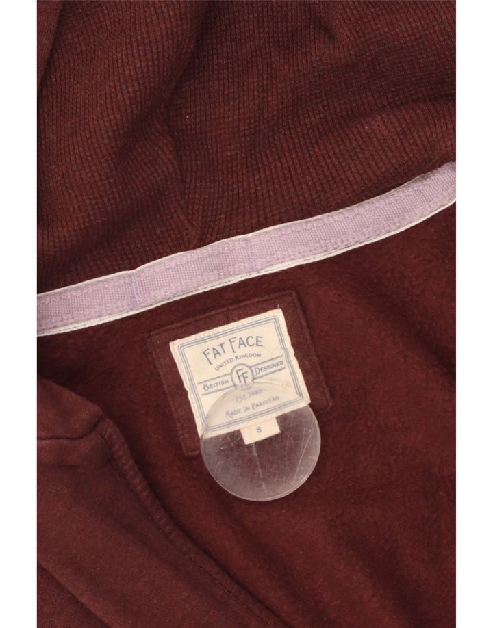 FAT FACE Suéter con capucha y cremallera para mujer UK 10 Small Maroon