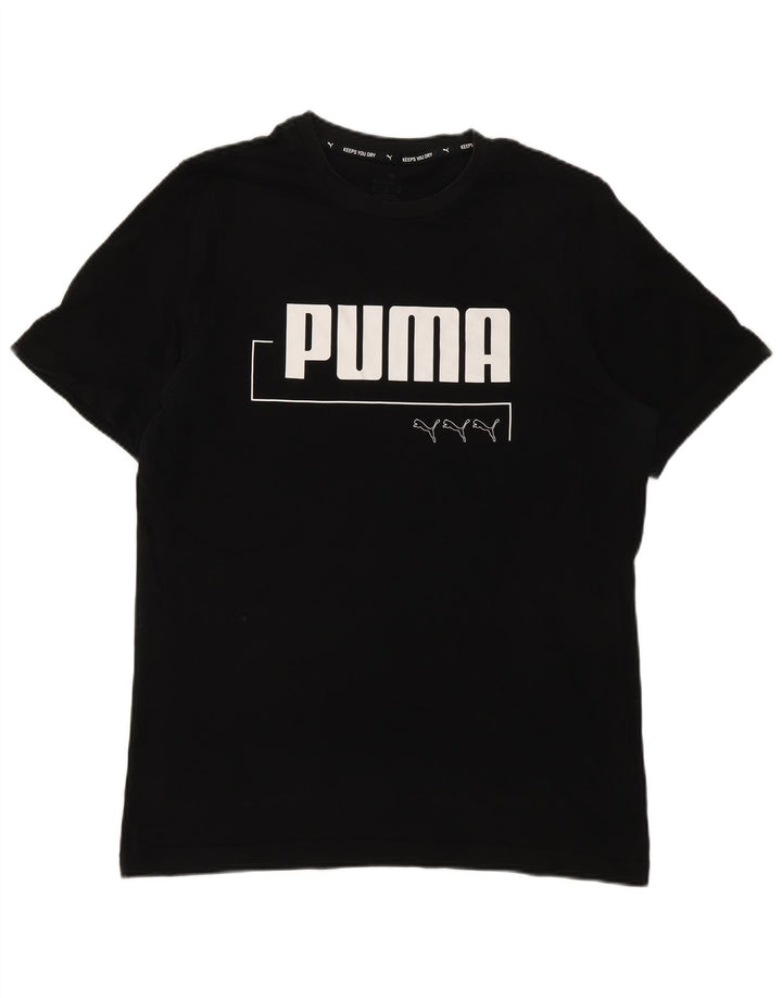 PUMA Camiseta gráfica para hombre Top mediano de algodón negro