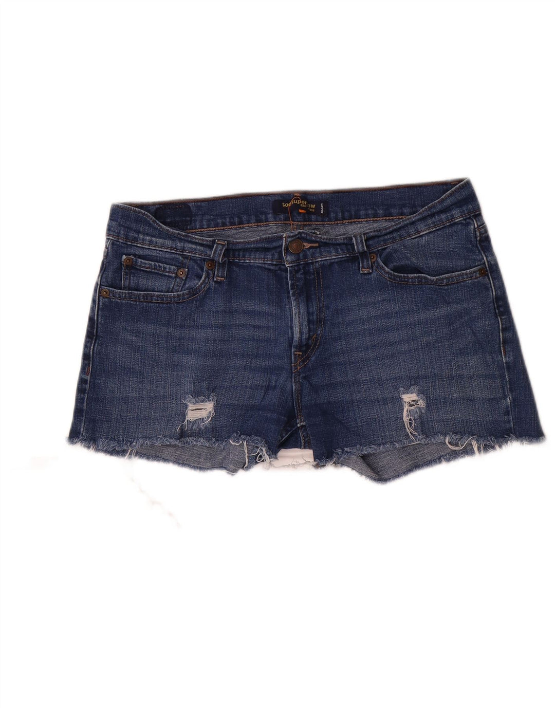 Levi's 524 - Pantalones cortos de mezclilla desgastados para mujer, talla 11, talla grande, W32, color azul