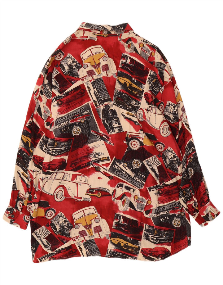 Camisa Vintage Mujer Patrón Abstracto 3XL Coches Multicolores