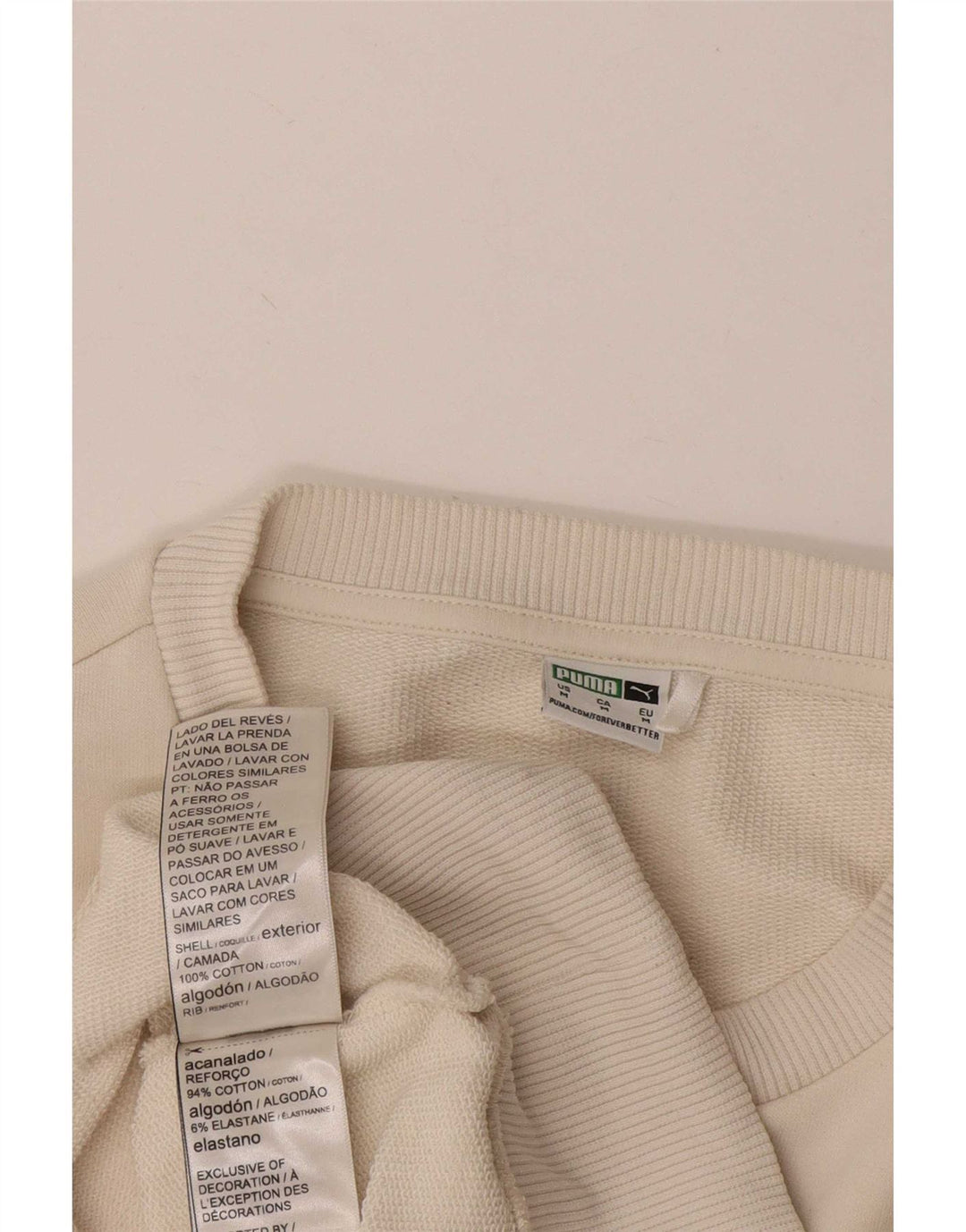 Puma Mujer Sudadera Jumper UK 14 Mediano Blanco Algodón