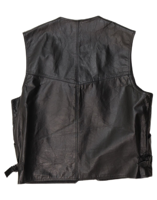 Chaleco de cuero vintage para hombre XL cuero negro
