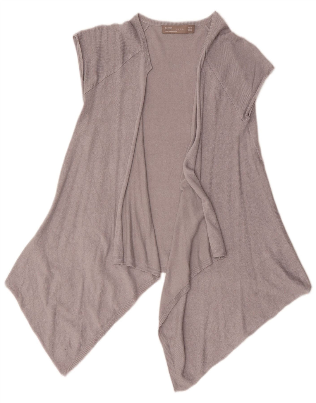 Zara Mujer Cárdigan Abierto Asimétrico Top UK 10 Small Gris