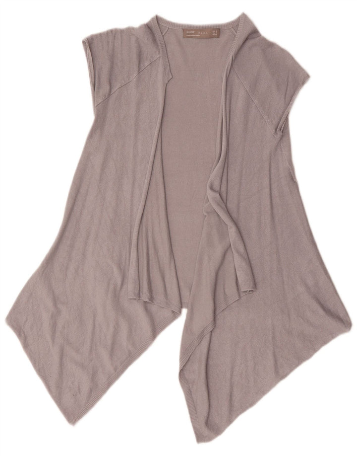 Zara Mujer Cárdigan Abierto Asimétrico Top UK 10 Small Gris