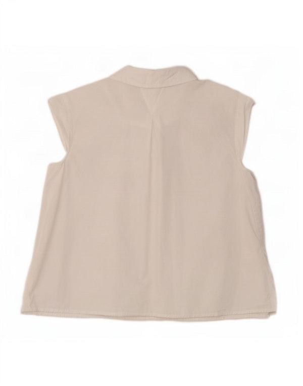 Zara Mujer Trafaluc Camisa Manga Corta UK 46 Grande Algodón Blanco