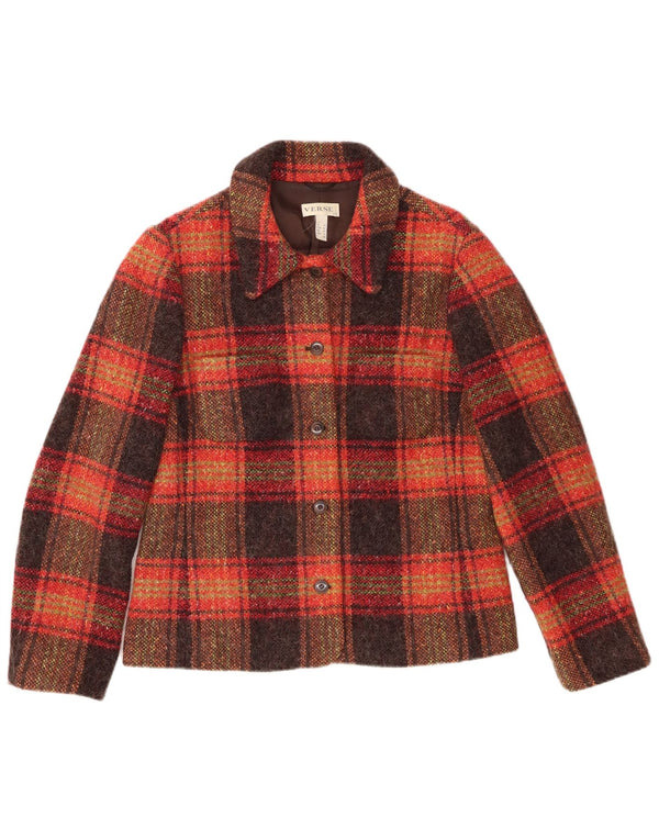 Verse Chaqueta tipo blazer de 5 botones para mujer UK 44 Grande Lana a cuadros marrón