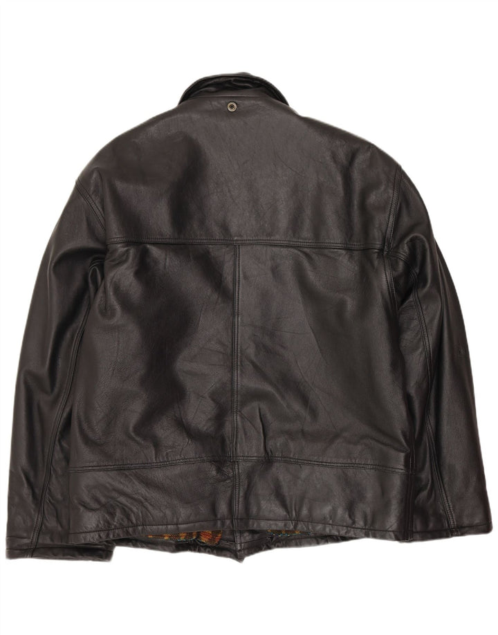 Vintage hombres chaqueta de cuero Reino Unido 40 grande negro