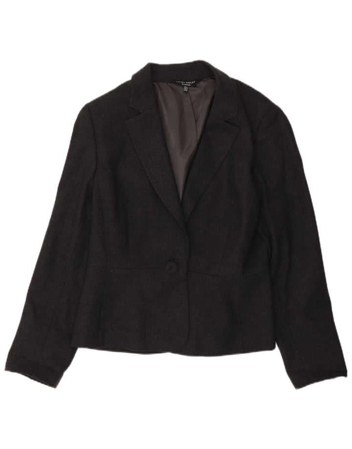 Laura Ashley Chaqueta Blazer de 1 botón para Mujer UK 40 XL Lana Gris