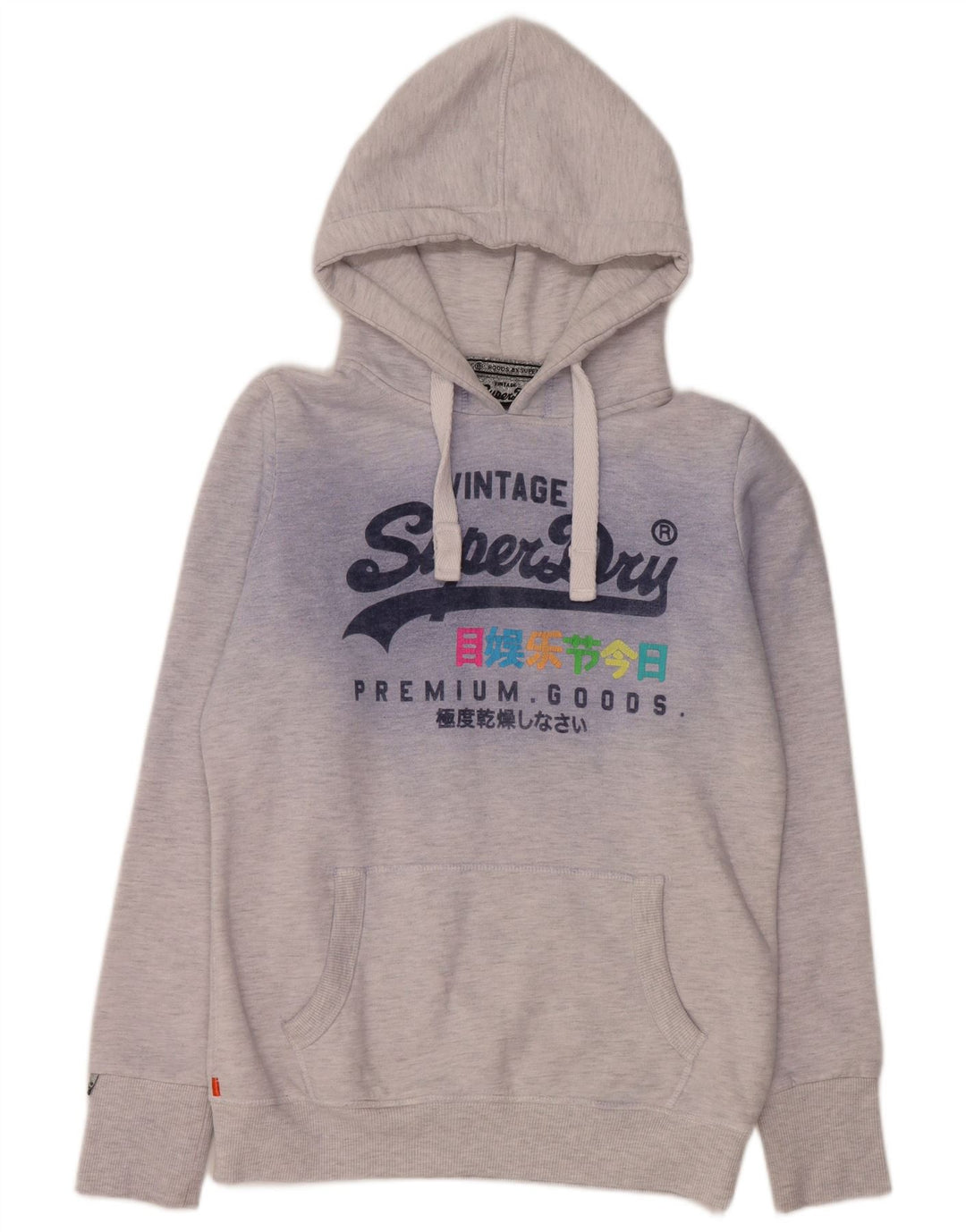 SUPERDRY Jersey con capucha gráfica para mujer UK 44 Algodón moteado gris medio