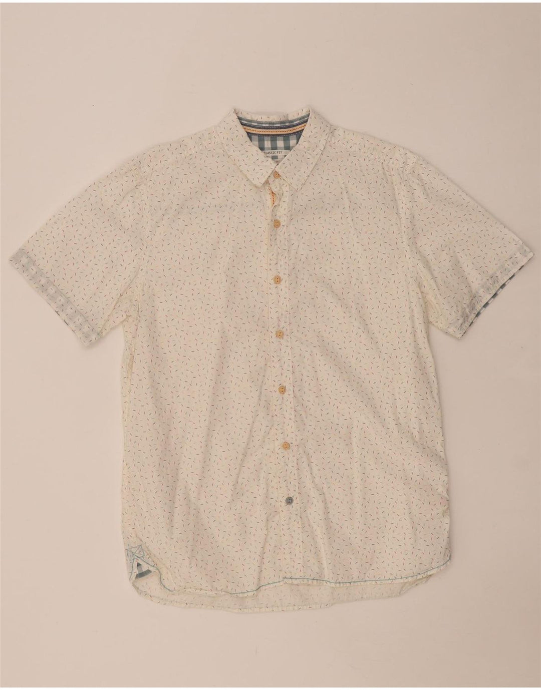 WHITE STUFF Camisa de manga corta de corte clásico para hombre, talla pequeña, de algodón con lunares blancos