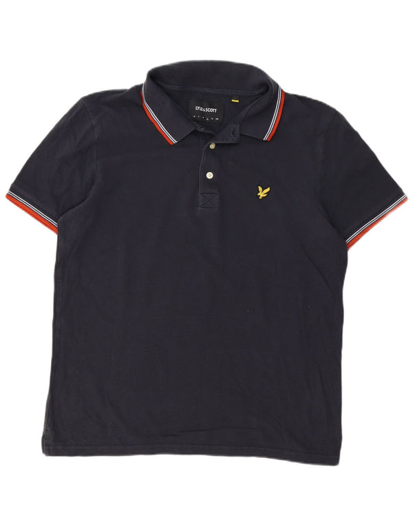 Lyle & Scott Polo para hombre grande de algodón azul marino