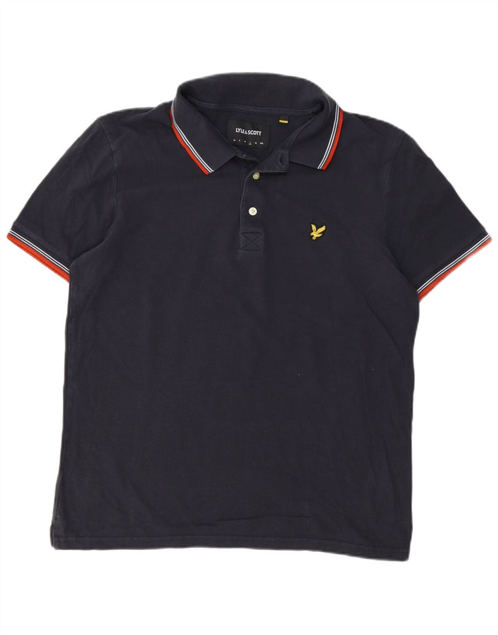 Lyle & Scott Polo para hombre grande de algodón azul marino