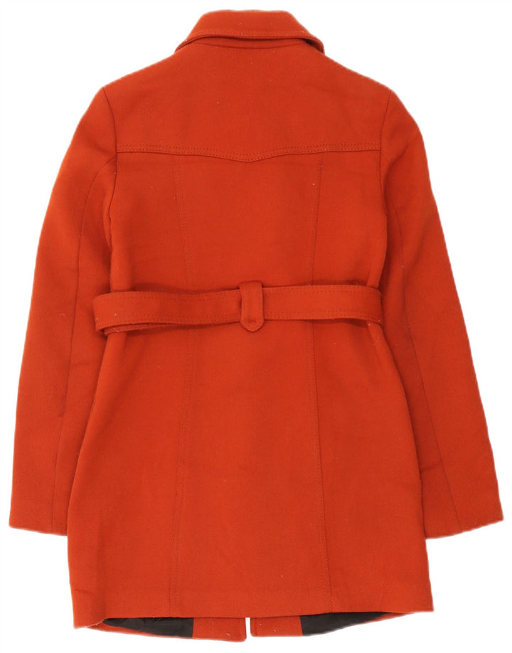 Zara Mujer Abrigo UK 10 Pequeño Naranja Poliéster