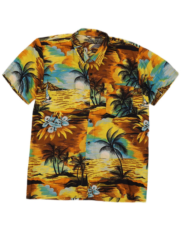 Vintage hombres gráfico manga corta camisa XL multicolor hawaiano