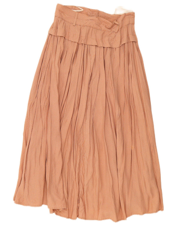 Falda midi plisada vintage para mujer W28 marrón medio manchado