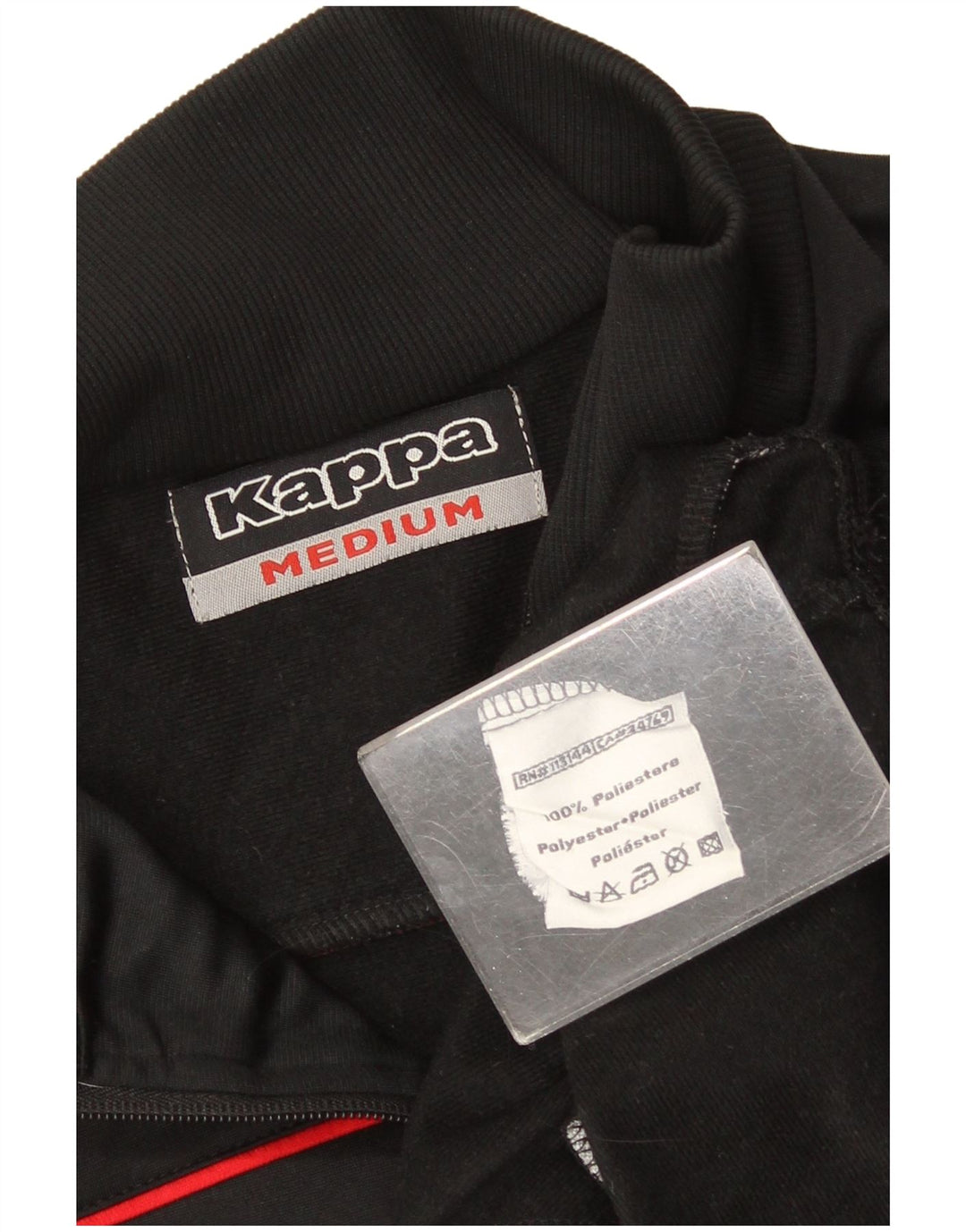 Kappa Hombre Chándal Top Chaqueta Mediana Negro Rayas Poliéster