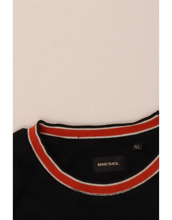 Diesel Hombre Camiseta Top XL Negro Colorblock