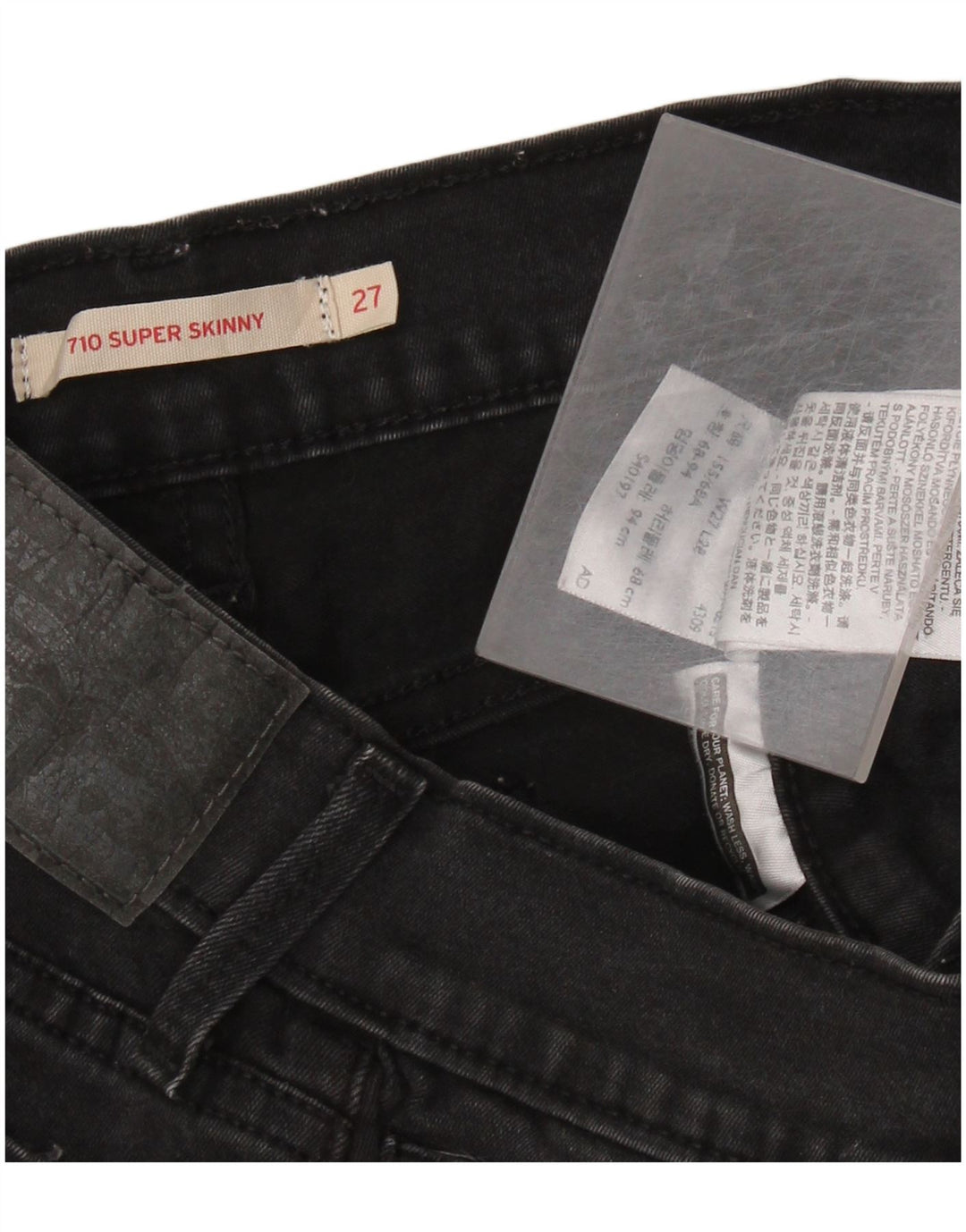 LEVI'S Vaqueros súper ajustados 710 para mujer W27 L28 Algodón negro