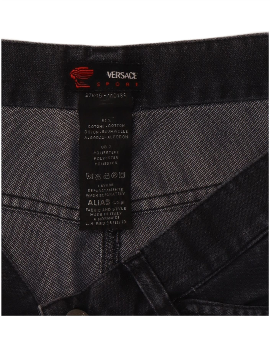 Versace Vaqueros rectos para hombre W34 L34 Algodón gris