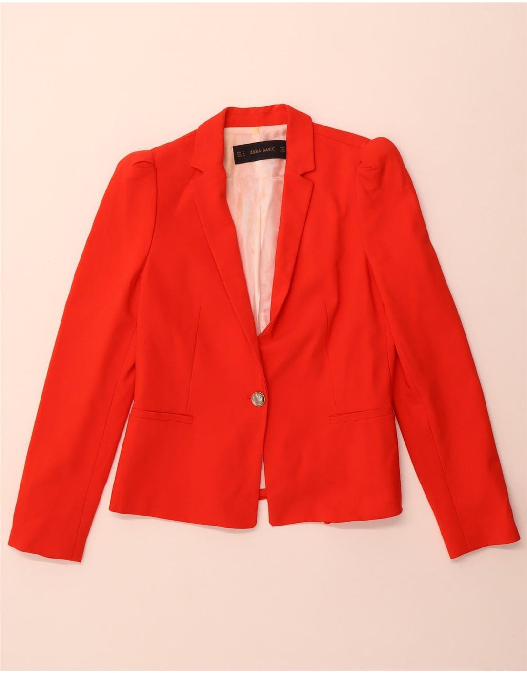 Zara Mujer Chaqueta Blazer De 1 Botón UK 38 Mediano Acetato Rojo