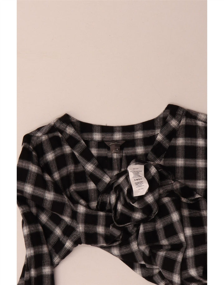 Eddie Bauer Camisa tipo pulóver holgada para mujer Reino Unido 44 Algodón a cuadros negro mediano