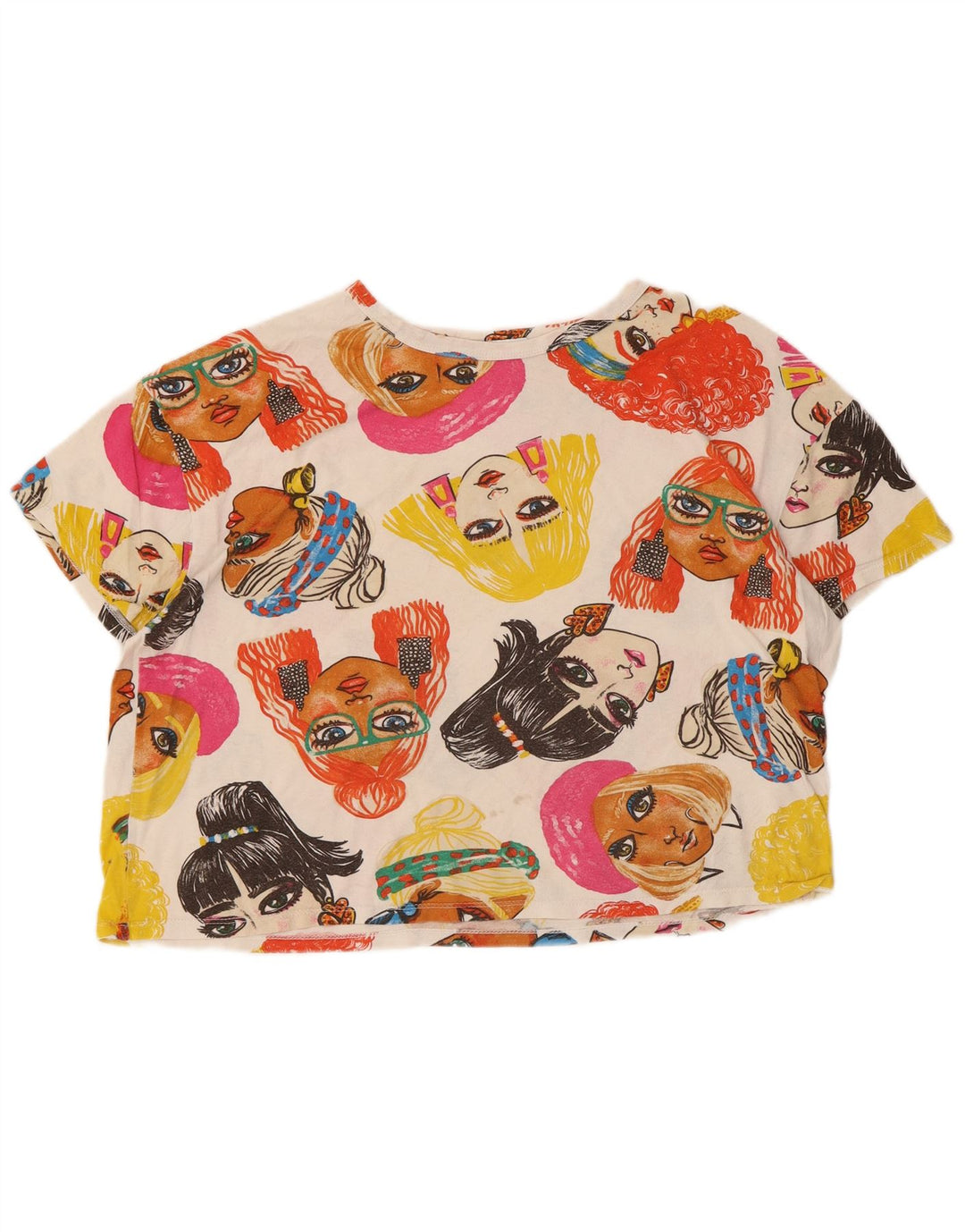 Zara Mujer Crop Graphic Camiseta Top UK 44 Mediano Multicolor