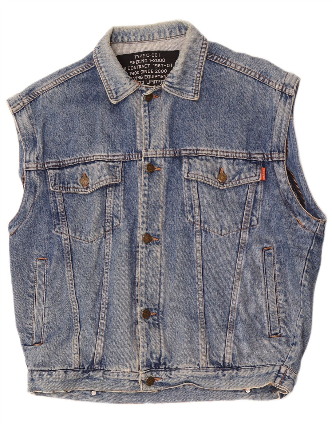 Casucci Chaleco vaquero para hombre Reino Unido 40 Grande Azul
