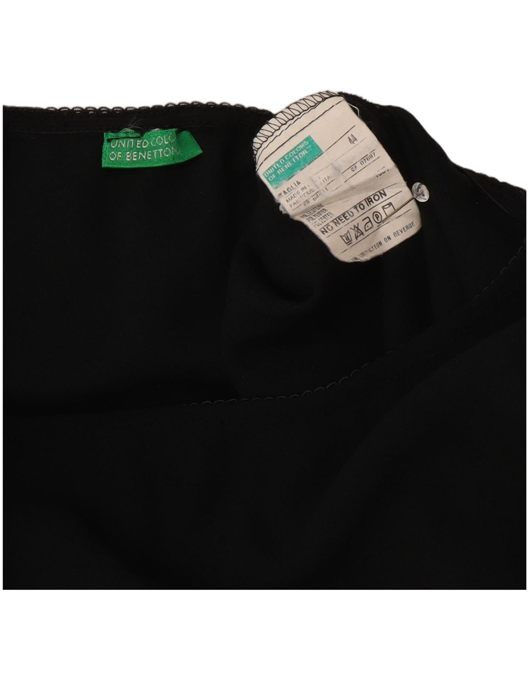 Benetton Falda Larga De Talle Alto IT 44 Medium W26 Poliéster Negro