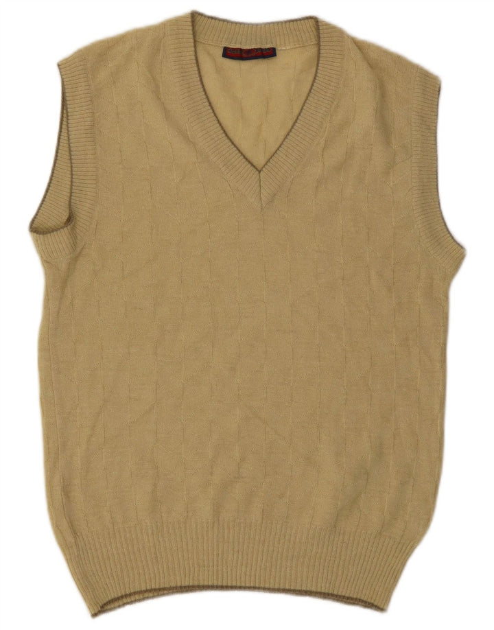 Vintage hombres chaleco tanque top pequeño beige