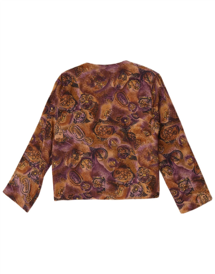 Vintage mujer Cardigan Top Reino Unido 10 Pequeña Viscosa Multicolor