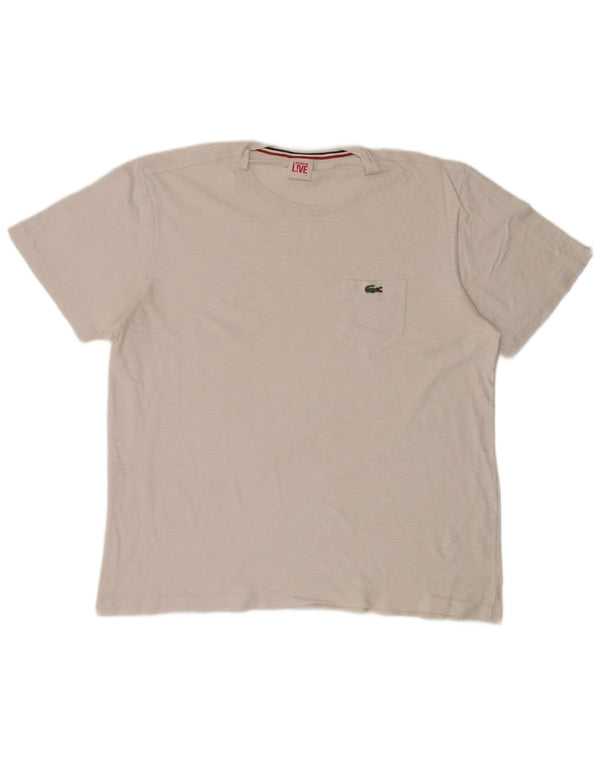 Lacoste Camiseta para hombre talla superior 7 2XL algodón moteado blanco