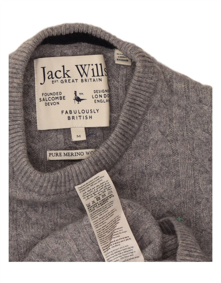 Jack Wills Jersey de cuello redondo para mujer UK 44 Lana moteada gris medio