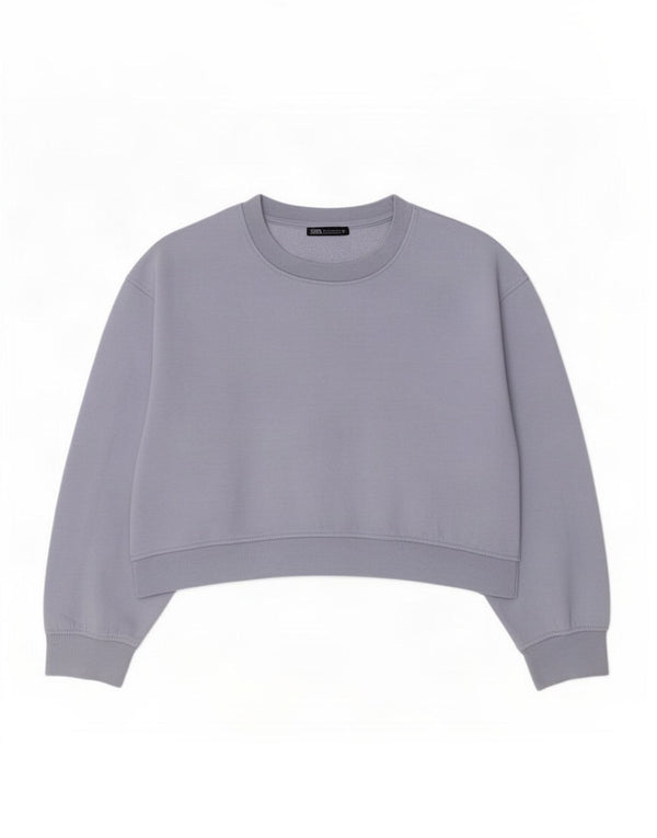 Zara Mujer Crop Sudadera Jumper UK 46 Grande Algodón Púrpura