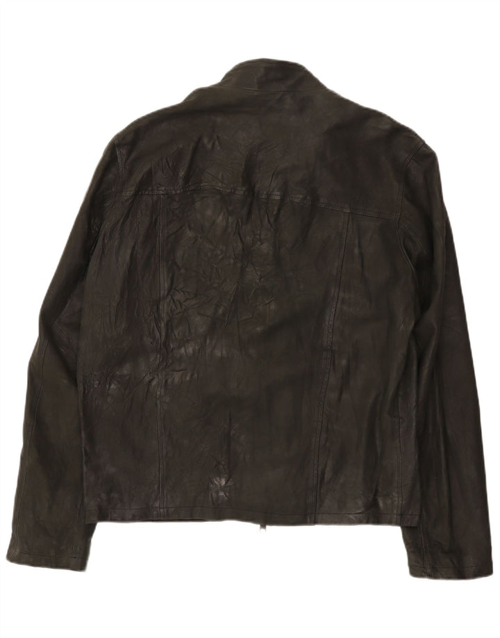 Vintage chaqueta de cuero para hombre Reino Unido 38 cuero negro medio
