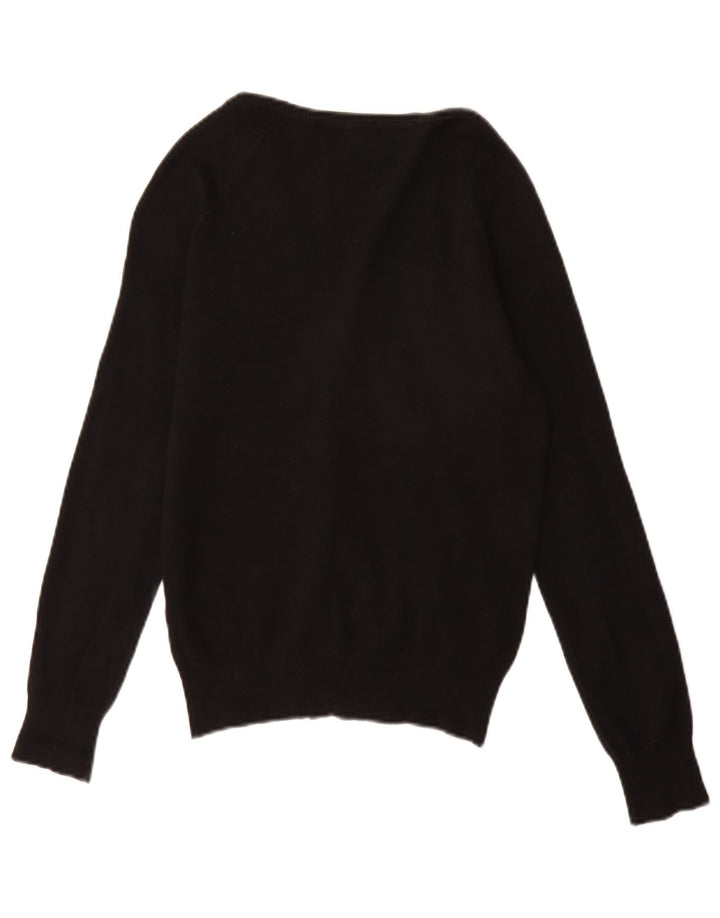 Zara Mujer Cárdigan Suéter UK 12 Mediano Negro Algodón