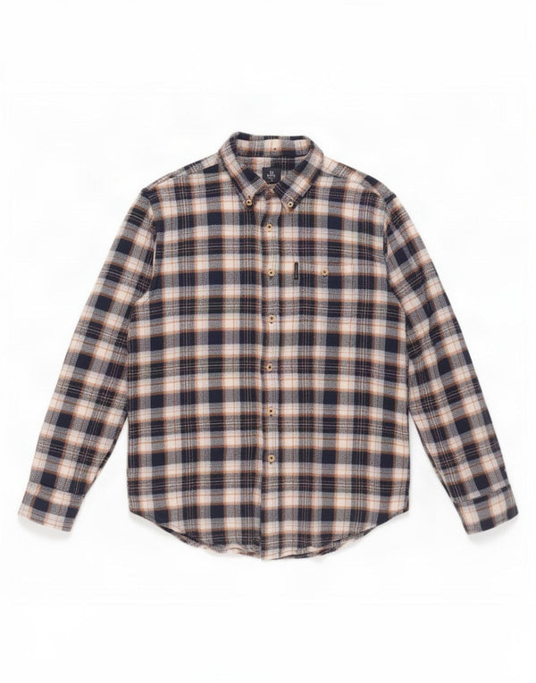 Ben Sherman Camisa de franela para hombre con cuadros azules grandes