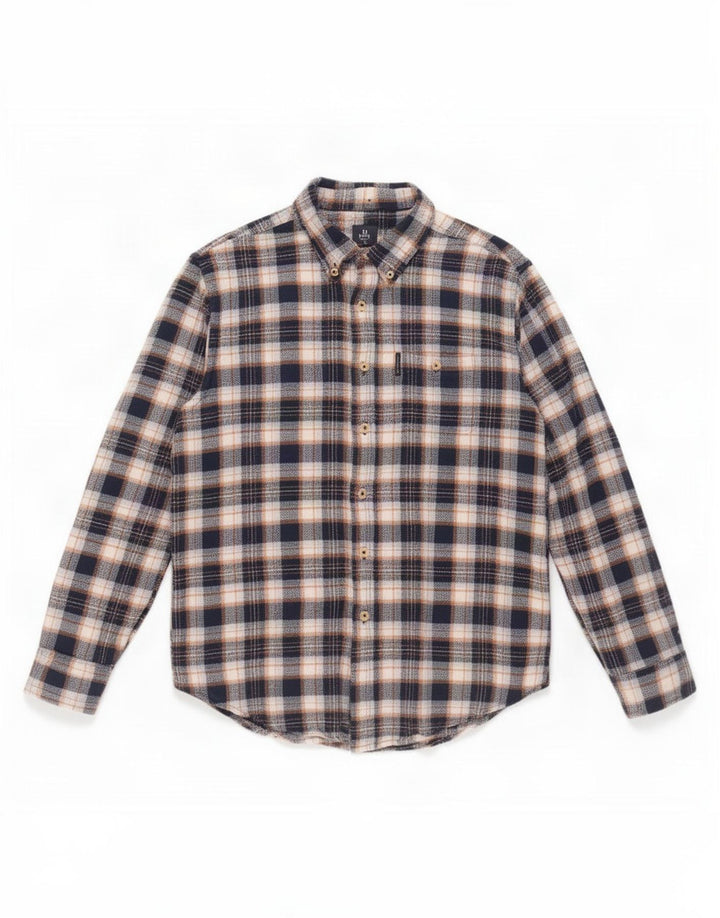 Ben Sherman Camisa de franela para hombre con cuadros azules grandes