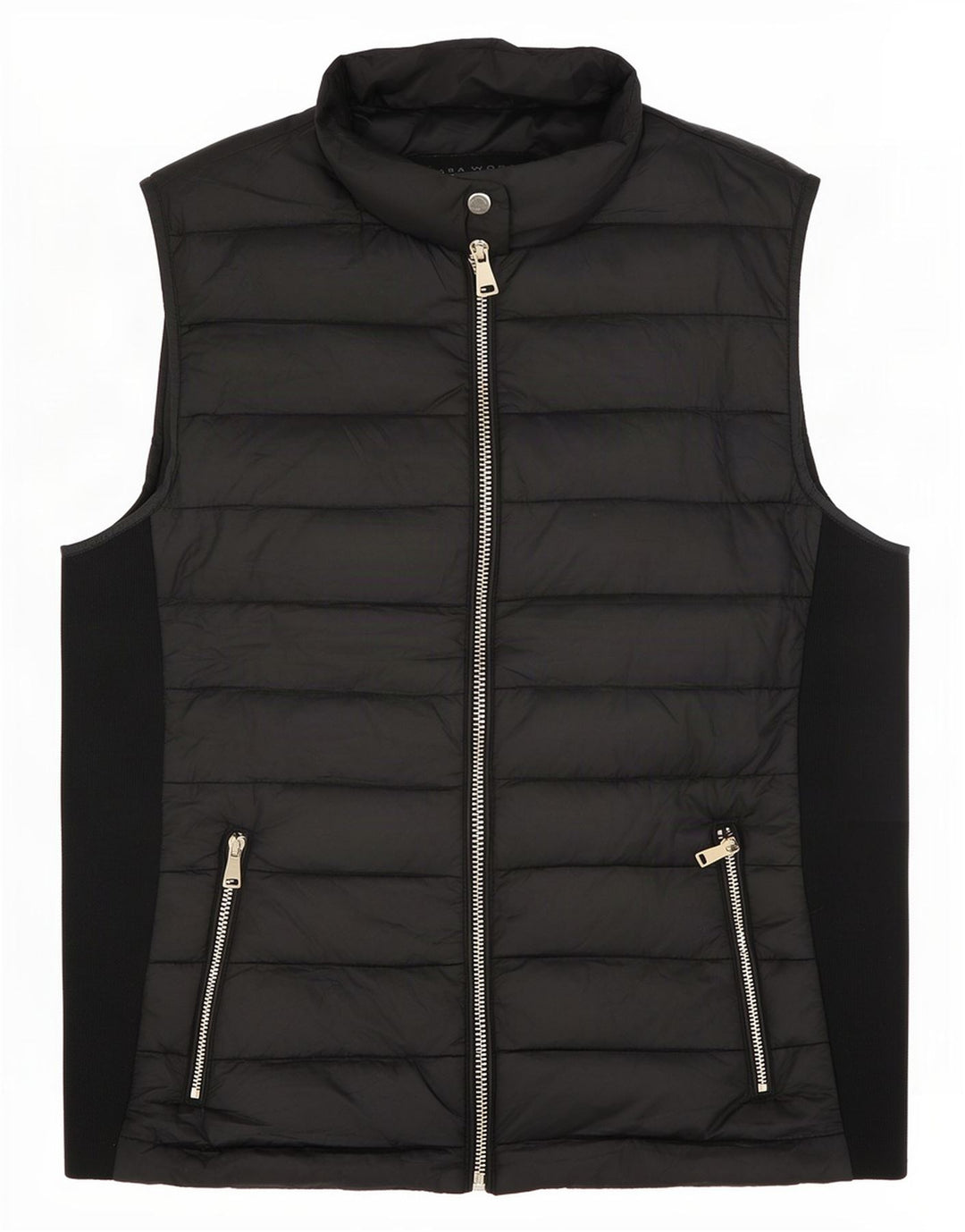 Zara Mujer Chaleco Acolchado UK 42 Medio Negro Poliéster