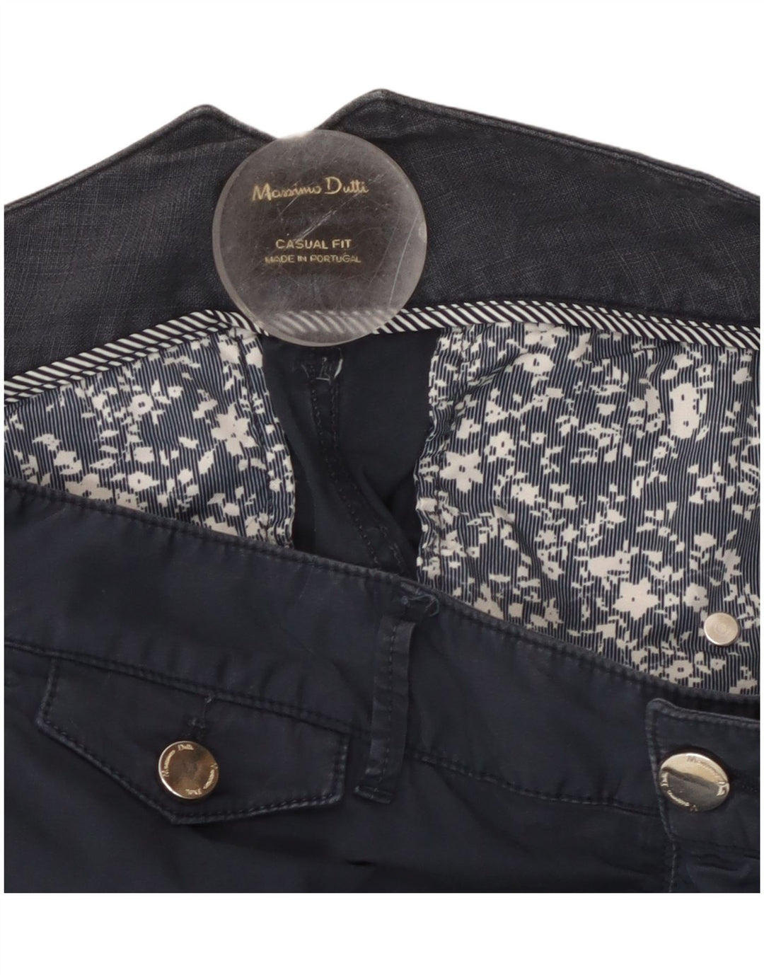 MASSIMO DUTTI Pantalón Chino Slim Casual Fit Mujer W32 L29 Azul Marino