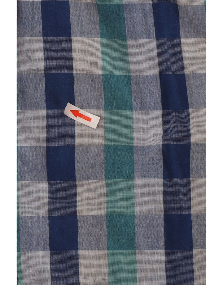 Ben Sherman Camisa de manga corta para hombre de algodón a cuadros azul grande