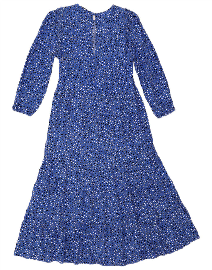 ZARA Vestido largo de manga 3/4 para mujer UK 6 XS Viscosa con lunares azules