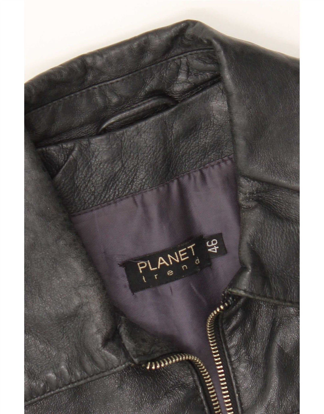 Planet Chaqueta de cuero para hombre IT 46 Small Cuero negro