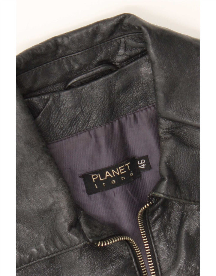 Planet Chaqueta de cuero para hombre IT 46 Small Cuero negro