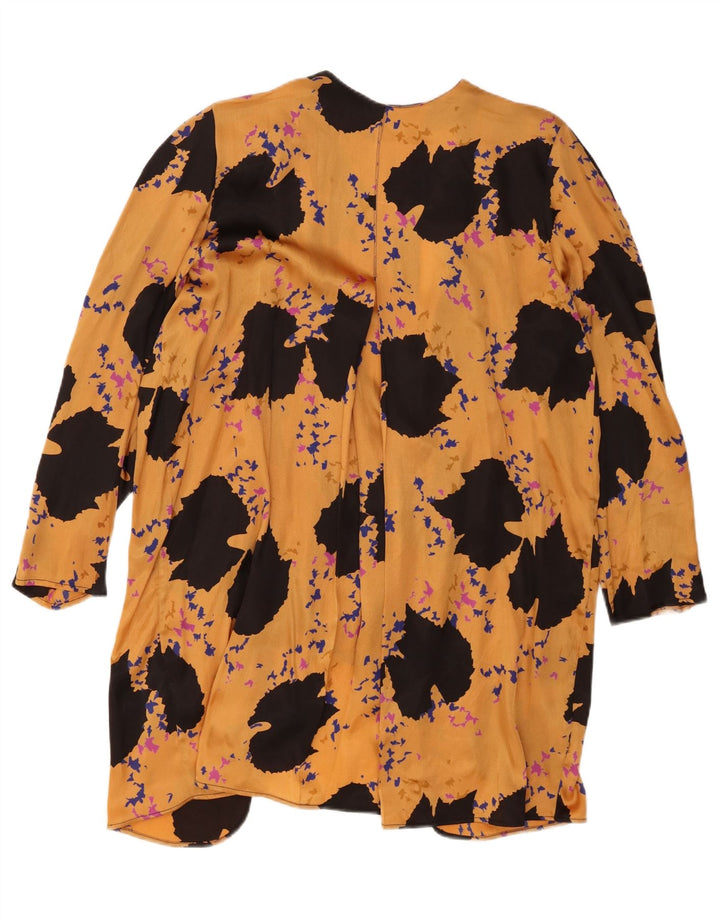 Vintage mujer patrón abstracto Cardigan Top IT 48 XL poliéster amarillo